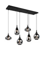 lightling Ludmila Pendelleuchte, 6-flammige Hängelampe, Schirm aus Glas, Hängeleuchte Esstisch, Höhe: verstellbar bis 150 cm, Breite: 93 cm, Metall schwarz matt, exkl. 6 x E14, Max: 40W