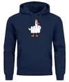 MoonWorks® Hoodie Herren Bedruckt Möve Mittelfinger Frontprint F*CK You Lustig Kapuzen-Pullover Männer Kapuzenpulli Navy L