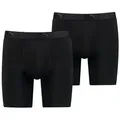 PUMA Langer Boxer PUMA MEN SPORT MICROFIBER LONG BOXERS (2er Pack) mit Logo-Bund schwarz M