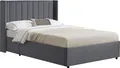 Juskys Polsterbett Savona 140x200 cm - Bett mit Stauraum, Lattenrost, Samt-Bezug - Bettgestell aus Holz, bis 250 kg, großes Kopfteil - Dunkelgrau