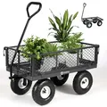 Sekey 300 KG Gartenwagen Gerätewagen Transportwagen mit 10" Vollgummi-Luftreifen, Grau - Schwarz