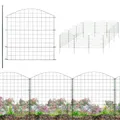 Zaun Gartenzaun Steckzaun Teichzaun für Garten Teich 12 Zaunelemente 78 cm hoch Metall Hundezaun Gitterzaun Oberbogen Grün V2Aox6 x 6cm