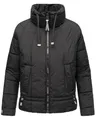 Navahoo leichte Damen Steppjacke kurze Übergangsjacke oversized mit Fledermausärmeln Luftzauber 14 Black Gr. XXL