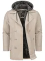 Indicode Herren Cliff Kurzmantel mit Stehkragen | Wollmantel Herrenmantel Mantel Greige, S