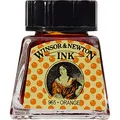 Winsor & Newton 1005449 Drawing Inks - Zeichentusche für Kalligraphen, Illustratoren, Grafikern, Künstler - wasserbeständige Farben, herrvorragender Transparenz, 14ml Flasche - Orange