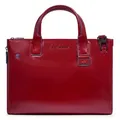 Piquadro Blue Square Shopper Tasche Leder 38 cm Laptopfach mit Dehnfalte  rot