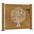 vidaXL Gartentor, Gartentür mit Bambus-Design, Abschließbar Hoftor Eingangstor für Garten Terrasse, Tor Zauntor Gartenpforte, 100x75 cm Cortenstahl