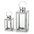 Boltze Laterne Caruso 2er Set als Windlicht mit Echtglas mit 15cm und 24cm Laternen