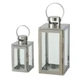BOLTZE Kerzenlaterne Caruso 2er Set, Silber Windlicht Kerzenhalter Skandinavisches Design