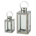 BOLTZE Laterne Caruso 2er Set Silber Windlicht Kerzenhalter Skandinavischer Stil
