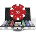 Pokerkoffer Set 300 Chips 11,5g Aluminium Karten Würfel Button Gesellschaftss...