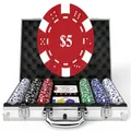 Pokerkoffer 300 Stück Alu Koffer Chips Texas Holdem Set Karten Würfel Button