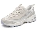 Skechers Damen D'Lites Smooth Nostalgia Turnschuhe, Natural Leather/Duraleather/Grey Mesh/Trim, 41 EU