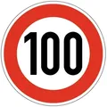 Verkehrsschild, 274-100 Ronde 600 mm 100 km/h RAL-Gütezeichen Folie RA2