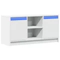 vidaXL TV Schrank mit LED, Fernsehschrank mit Stauraum, Fernsehtisch für Wohnzimmer Schlafzimmer, Lowboard TV Möbel, Weiß Holzwerkstoff