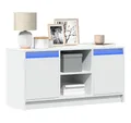 vidaXL Schrankmodule TV-Schrank mit LED-Beleuchtung Weiß 100x34x50 cm Holzwerkstoff