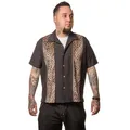 Steady Clothing Kurzarmhemd Leopard Muster Schwarz Retro Vintage Bowling Shirt Rockabilly schwarz M