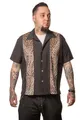 Steady Clothing Hemd Leopard Panel Schwarz Vintage Bowling Shirt Retro Rockabilly, Größe:M
