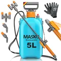 MASKO® Drucksprüher säurebeständiges Drucksprühgerät 5L Füllinhalt mit verstellbaren Düsen & 1,3m Schlauch | Sprühgerät für Pflanzenschutz, Garten & Auto | Pumpsprühflasche inkl Tragegurt & Handschuhe