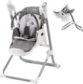 FableKids® 2in1 Wippe NOA Hochstuhl mit Liegefunktion,6-36 Monate, klappbar, Schreisensor, USB-Port,12+2 Melodien,Steuerung per App,5-Punkt-Gurt Grau