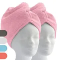 ELEXACARE Haarturban, Turban Handtuch mit Knopf (2 Stück rosa/rosé), Mikrofaser Handtuch für Kopf und Lange Haare