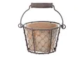 esschert design Übertopf Blumen Topf im Draht Korb Henkel Aged Terracotta rund Set Pflanzen