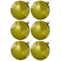 Weihnachtskugeln Set, 6 moosgrün Kugeln Ø 8cm Kristallwelle, Thüringer Glas Weih