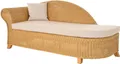 KRINES HOME Rattan Recamiere "Elegance" Rattanliege Chaiselongue Lounge Liege mit Polster (Honig, Links)