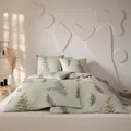 Estella Mako Jersey Bettwäsche 155x220 Fiamma schilf Farn Blätter oliv  6986-280