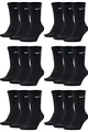 NIKE 18 Paar Socken Herren Damen Sparset Tennissocken Sportsocken Laufsocken Paket Bundle SX4508 Weiß Schwarz Grau, Sockengröße:38-42, Farbe:schwarz/schwarz/schwarz