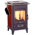 Fireplace Kaminofen Zeitbrandofen Florenz Keramik Bordeaux mit Kochplatte (7 kW)