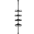 Duschregal, Schwarz, Metall, Kunststoff, 35x85-305x25 cm, höhenverstellbar, Badaccessoires, Duschzubehör, Duschregal