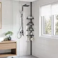 Badregal Badezimmer-Regal 85-305 cm mit 4 Ebenen schwarz CBB001B01