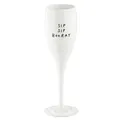 Koziol Glas mit Spruch CHEERS No. 1, bruchsicheres und stoßfestes Sektglas, aus thermoplastischem Material, isoliert 4x besser als Glas, 100 ml, 1 Stück