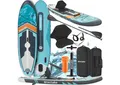 tectake SUP-Board Sup - Aufblasbares Allroundboard mit Kippstabilität, Stand-up Paddle, (Stand up Paddling Board Zenon, in türkis/orange), 3-Finnensystem für optimale Spurtreue