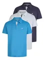 TOM TAILOR Poloshirt Herren Kurzarm Baumwolle Regular Fit 3er Set-Pack Shirt Sommer Basic Einfarbig, Größe:M, Farbe:Vallarta Blue (28853)
