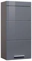 Hängeschrank "Avena", Badschrank mit wechselbarem Türanschlag - (B/T/H) 37/23/77 cm, grau/grau Hochglanz B/H/T: 37 cm x 77 cm x 23 cm