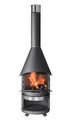 asado® Garten-Grillkamin | Fuego | Ø70 x (H) 226 cm | Edelstahl Grillrost Ø 46cm | Feuerstelle | Terrassenofen | Garten | Ofen | Design | Stahl hitzebeständig lackiert | schwarz