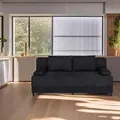 P & B Schlafsofa, Schwarz, Textil, 2-Sitzer, Füllung: Schaumstoffflocken, 200x90x103 cm, Schlafen auf Sitzhöhe, Wohnzimmer, Sofas & Couches, Schlafsofas, Schlafsofas mit Bettkasten