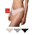 SNOCKS Tanga String Damen Unterhose (3-St., 3 Stück) mit Spitze, unsichtbar unter deiner Kleidung bunt|grün|schwarz XS