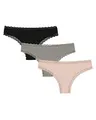 Snocks Tanga Damen mit Spitze aus Bio-Baumwolle 3er Pack - String Damen Klassisches Design - Angenehmes Tragegefühl ohne Einschneiden - Unsichtbare Unterwäsche - Apricot/Green/Schwarz - XS