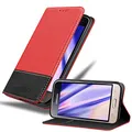 Cadorabo Hülle kompatibel mit Samsung Galaxy J1 2016 aus Premium Kunst Leder Flip Klappbare Stoßfeste Magnetische [Standfunktion] [Kartenfächern] Cover Hülle für Galaxy J1 2016 Tasche in Rot