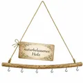 NaDeco Deko Holzstange mit Kordel & Haken, AST Holz Treibholz Deko Hänger, Dekoration Stock Dekoast Holzbalken Dekozweig zum aufhängen, Fensterdeko Türhänger Wanddeko, Größe: 50cm mit 5 Haken