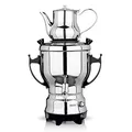 BEEM TEA-CLASSIC Samowar - 3L | Edelstahl / Schwarz | großer Teekocher auch für Gastrobetriebe | Mit Edelstahl-Ablasshahn | Stufenlos einstellbarer Temperaturregler | Mit 1 L Teekanne