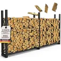Kaminholzregal außen Metall 223 x 25 x 115 cm Stapelhilfe verzinkt für 800kg Brennholzlager verzinkter Stahl anthrazit Feuerholzregal für draußen - Schwarz