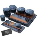 Sushi Set Geschirr Service Sushigeschirr Teller Schüssel Dip Schale Japan Blau