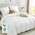 BEDELITE Bettwäsche 200x220 Baumwolle 3teilig - Bettwäsche-Sets Weiß mit Reißverschluss, Bettbezug 220x200 Weiss mit 2 Kissenbezüge 80x80 cm, Oeko-TEX Bedding weiche und kuschelige Bettwaren