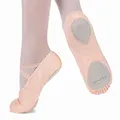 tanzmuster Ballettschuhe Damen - Charlie - Geteilte Ledersohle - rosa-apricot Größe 41- Ballettschläppchen für Erwachsene - rosa Tanzschuhe fürs Ballett