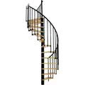 Minka Spindeltreppe Berlin in schwarz mit Buchenstufen bis 309cm Geschosshöhe Ø140cm