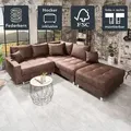 riess-ambiente Ecksofa KENT 220cm antik braun Federkern Wohnlandschaft inkl. Hocker und Kissen - Braun
